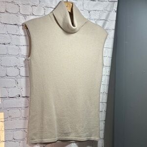 Neiman Marcus Sleeveless Cowl Neck Sweater Tank in Cream